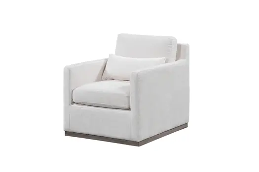 30" Off White Fabric Swivel Club Chair And Toss Pillow