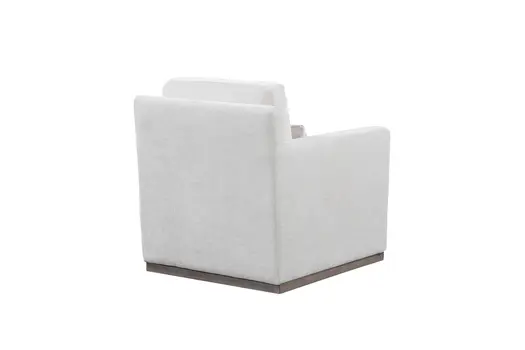 30" Off White Fabric Swivel Club Chair And Toss Pillow