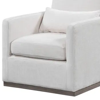 30" Off White Fabric Swivel Club Chair And Toss Pillow