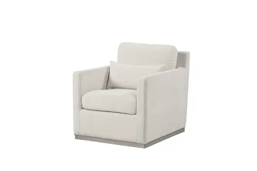 30" Cream Fabric Swivel Club Chair And Toss Pillow