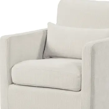 30" Cream Fabric Swivel Club Chair And Toss Pillow