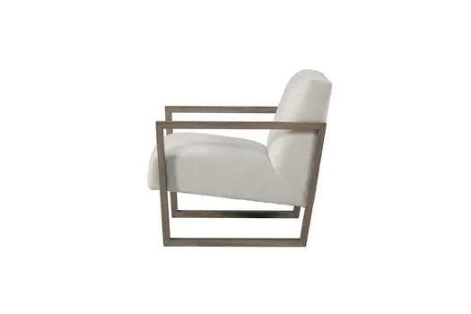 28" Beige and Ash Gray Fabric And Wood Arm Chair