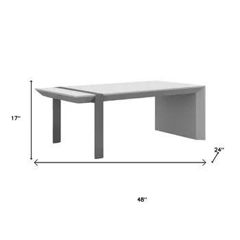 48" White And Silver Wood And Stainless Steel Coffee Table