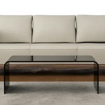 24" Black Glass Sled Coffee Table