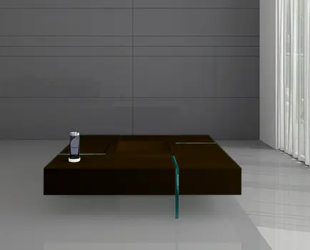 47" Espresso and Clear Wood and Glass Square Coffee Table