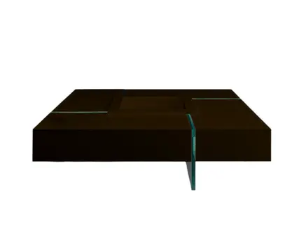 47" Espresso and Clear Wood and Glass Square Coffee Table