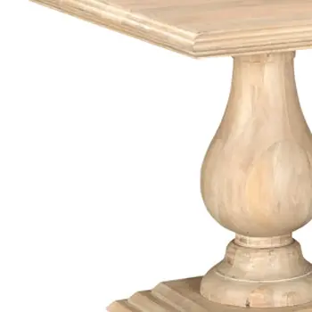 75" Beige Solid Wood Double Pedestal Base Dining Table