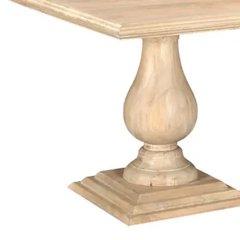 75" Beige Solid Wood Double Pedestal Base Dining Table