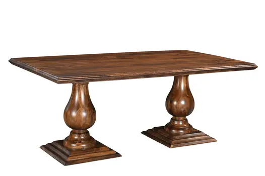 75" Dark Brown Solid Wood Double Pedestal Base Dining Table