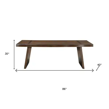 86" Dark Brown Solid Wood Double Pedestal Base Dining Table