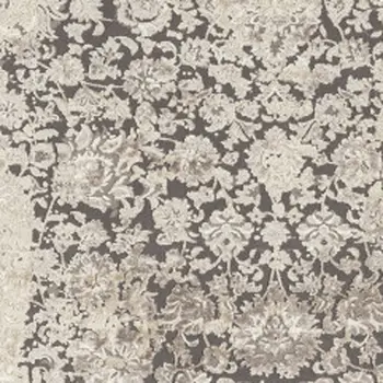 2' X 3' Gray and Ivory Floral Area Rug