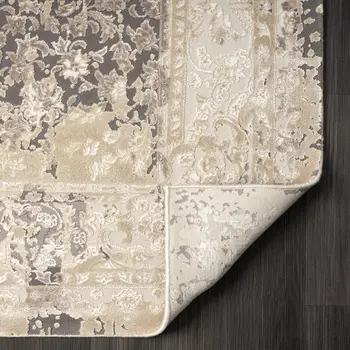 10' X 14' Gray and Ivory Floral Area Rug