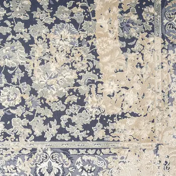 2' X 3' Blue and Ivory Floral Area Rug