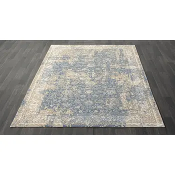 2' X 3' Blue and Ivory Floral Area Rug