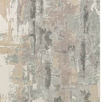 7' Gray And Beige Abstract Runner Rug