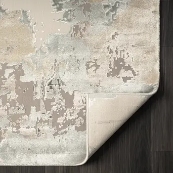 7' Gray And Beige Abstract Runner Rug