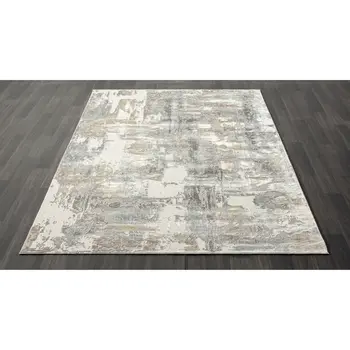 7' Gray And Beige Abstract Runner Rug