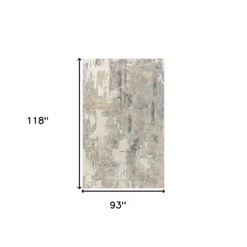 8' X 10' Beige Ivory And Gray Abstract Area Rug