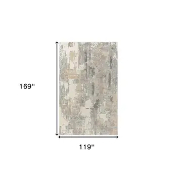 10' X 14' Beige Ivory and Gray Abstract Area Rug