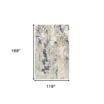 10' X 14' Blue and Beige Abstract Area Rug