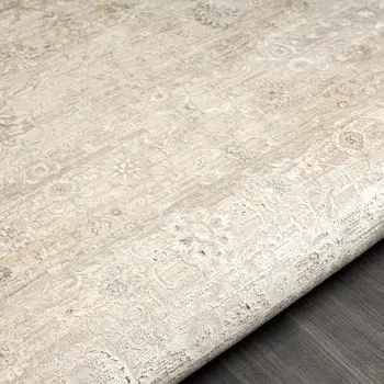 7' Beige Floral Runner Rug