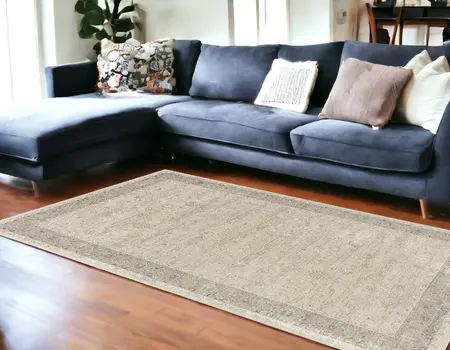 8' X 10' Beige and Ivory Floral Area Rug