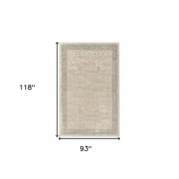 8' X 10' Beige and Ivory Floral Area Rug