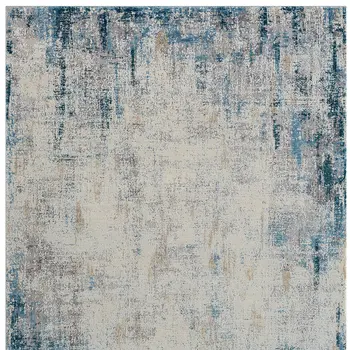 2' X 3' Blue and Ivory Abstract Area Rug