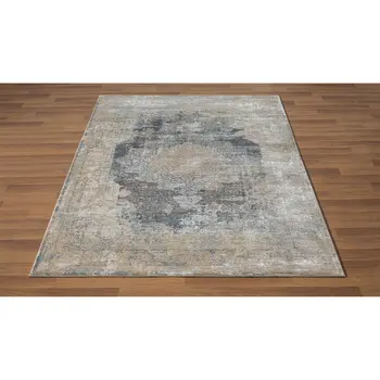 2' X 3' Beige and Gray Medallion Area Rug