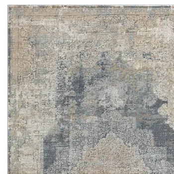6' Beige Medallion Runner Rug
