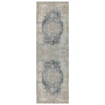 6' Beige Medallion Runner Rug