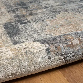 5' X 8' Beige and Gray Medallion Area Rug