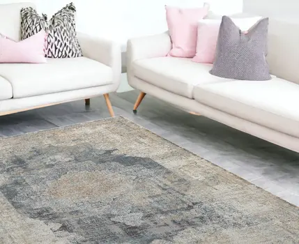 10' X 14' Beige and Gray Medallion Area Rug