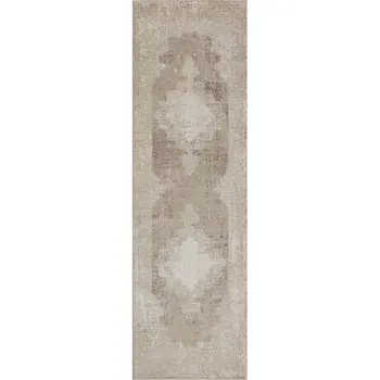 8' Ivory Medallion Runner Rug