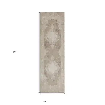 8' Ivory Medallion Runner Rug
