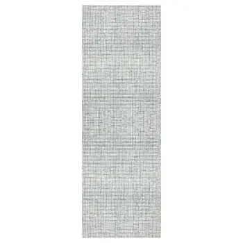 8' Gray And Ivory Wool Checkered Hand Hooked Runner Rug