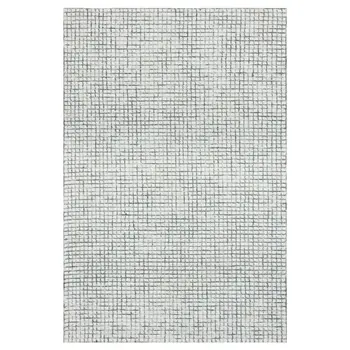 10' X 14' Gray and Ivory Wool Checkered Hand Hooked Area Rug