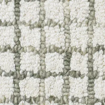 10' X 14' Gray and Ivory Wool Checkered Hand Hooked Area Rug