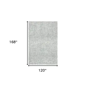 10' X 14' Gray and Ivory Wool Checkered Hand Hooked Area Rug