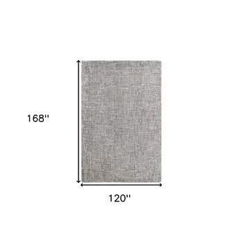 10' X 14' Gray and Ivory Wool Checkered Hand Tufted Area Rug