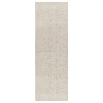 8' Beige And Brown Wool Abstract Hand Tufted Runner Rug
