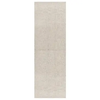 8' Beige And Brown Wool Abstract Hand Tufted Runner Rug