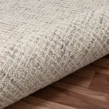 8' Beige And Brown Wool Abstract Hand Tufted Runner Rug