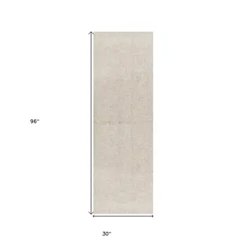 8' Beige And Brown Wool Abstract Hand Tufted Runner Rug