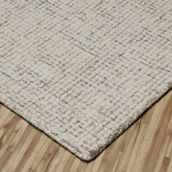 5' X 7' Beige and Brown Wool Abstract Hand Tufted Area Rug