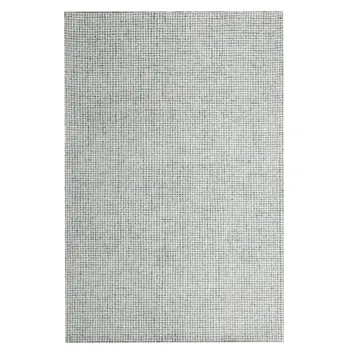 9' X 12' Green and Ivory Wool Checkered Hand Tufted Area Rug
