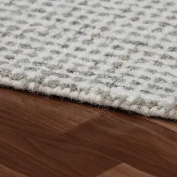 8' Gray And Ivory Wool Checkered Hand Tufted Runner Rug