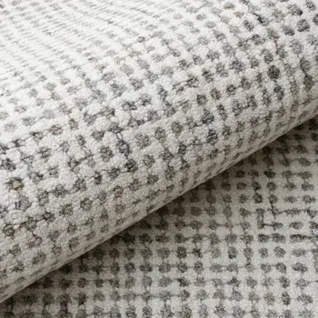 8' Gray And Ivory Wool Checkered Hand Tufted Runner Rug
