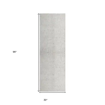 8' Gray And Ivory Wool Checkered Hand Tufted Runner Rug