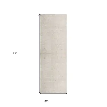 8' Beige And Ivory Wool Checkered Hand Tufted Runner Rug